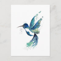 Blue Hummingbird Watercolor