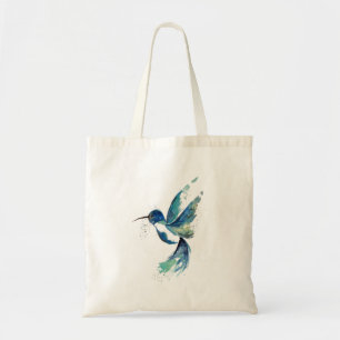 Blue Hummingbird Watercolor Tote Bag