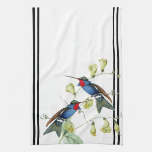 Blue Hummingbirds Animals Flowers Kitchen Towel