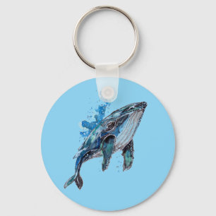 Blue Humpback Whale Key Ring