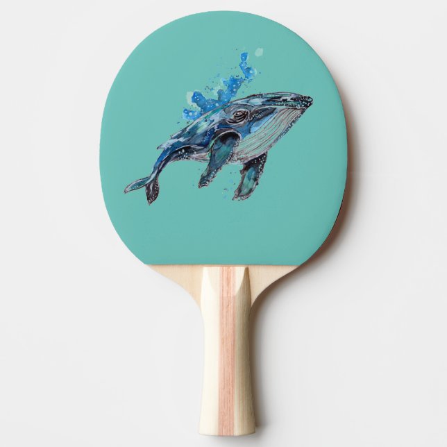 Blue Humpback Whale Ping Pong Paddle (Front)