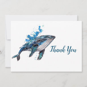 Blue Humpback Whale Thank You Card