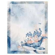 Blue Humpback Whale Unlined Letter Writing Paper