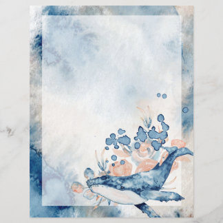 Blue Humpback Whale Unlined Letter Writing Paper