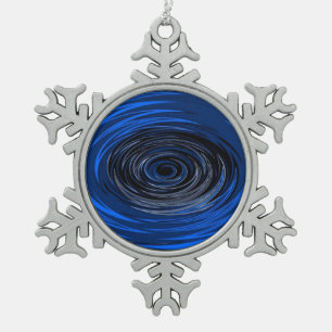 Blue Hurricane Snowflake Pewter Christmas Ornament