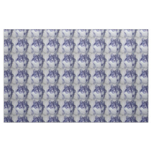Blue Husky Dogs and Snow Fabric