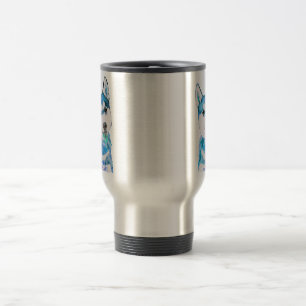Blue Husky Pup Watercolour Travel Mug
