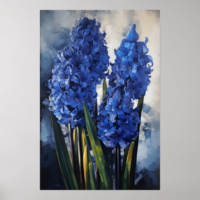 Blue Hyacinth Flower Art Print Poster (Front)