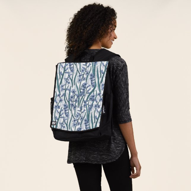 Blue Hyacinth flowers on white Backpack (Worn)