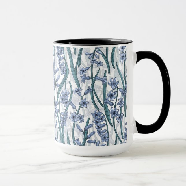 Blue Hyacinth flowers on white Mug (Right)
