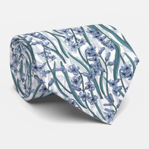 Blue Hyacinth flowers on white Tie