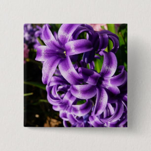Blue Hyacinth II Spring Floral 15 Cm Square Badge