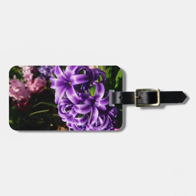 Blue Hyacinth II Spring Floral Luggage Tag (Front Horizontal)