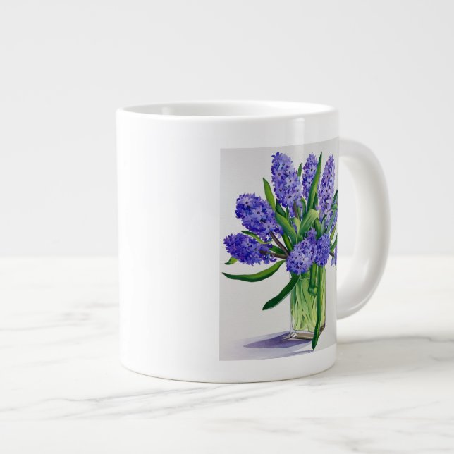 Blue Hyacinths Large Coffee Mug (Front Right)