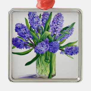 Blue Hyacinths Metal Tree Decoration