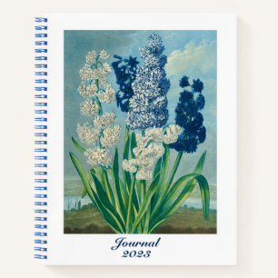 Blue Hyacinths Vintage Botanical Art Notebook