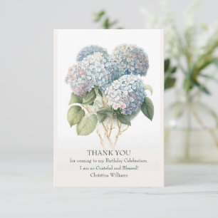 Blue Hydragea Floral Elegant Watercolor Design Thank You Card