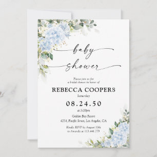 Blue Hydrange Floral Baby Shower Invitation