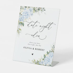Blue Hydrange Floral Date Night Idea Sign