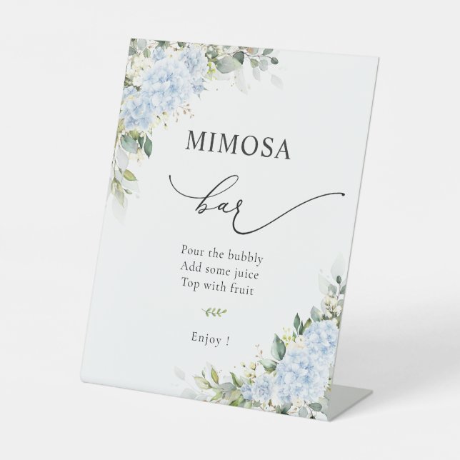 Blue Hydrange Floral Mimosa Bar Sign (Front)