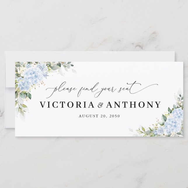 Blue Hydrange Floral Wedding Head Table Sign (Front)