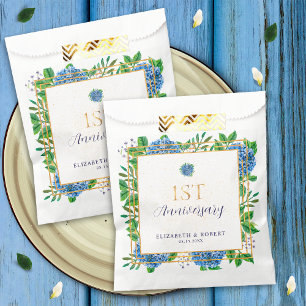 Blue Hydrangea 1st Year Paper Anniversary Party Favour Bags