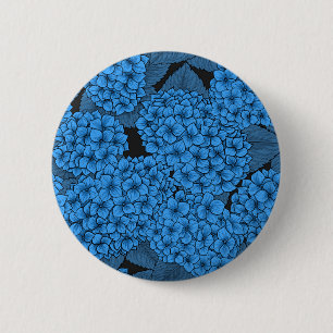 Blue hydrangea 6 cm round badge