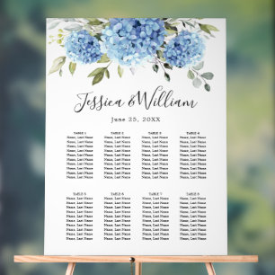 Blue Hydrangea 8 Tables SEATING CHART Acrylic Sign