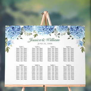 Blue Hydrangea 8 Tables SEATING CHART Acrylic Sign