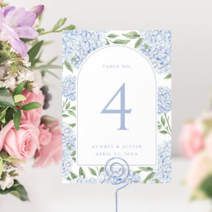 Blue Hydrangea Arch Border Petite Table Number