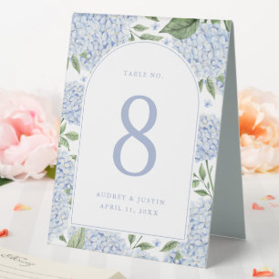 Blue Hydrangea Arch Border Table Number Plastic