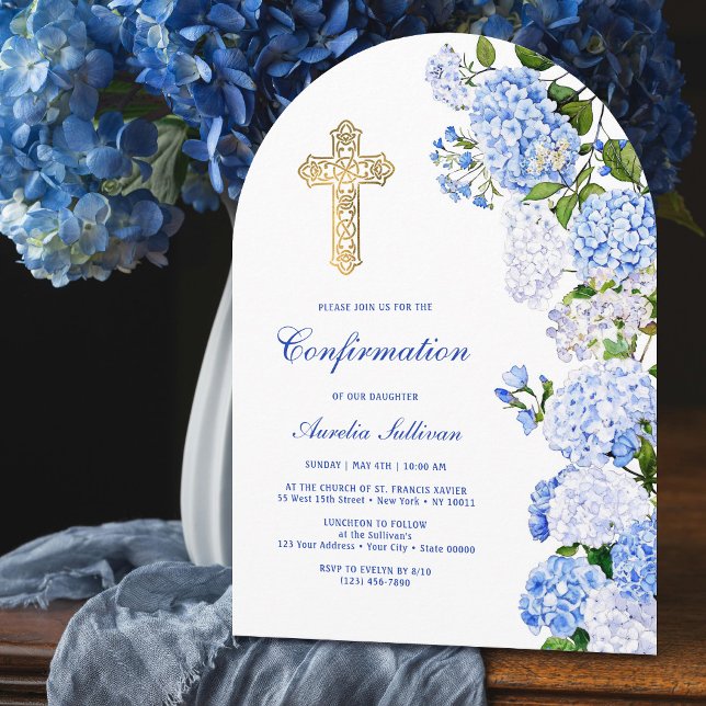 Blue Hydrangea Arch Confirmation Invitation (Creator Uploaded)