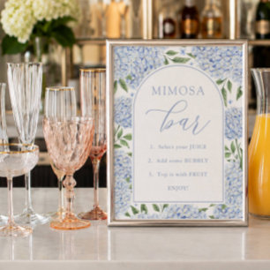 Blue Hydrangea Arch Mimosa Bar Bridal Shower Poster