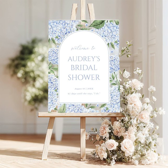 Blue Hydrangea Arched Welcome Sign, Flower Border Acrylic Sign (Creator Uploaded)