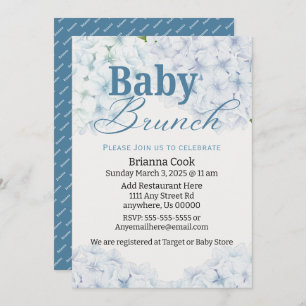 Blue Hydrangea Baby Shower/Baby Brunch Invitations