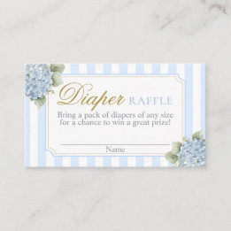 Blue Hydrangea Baby shower Diaper Raffle Card