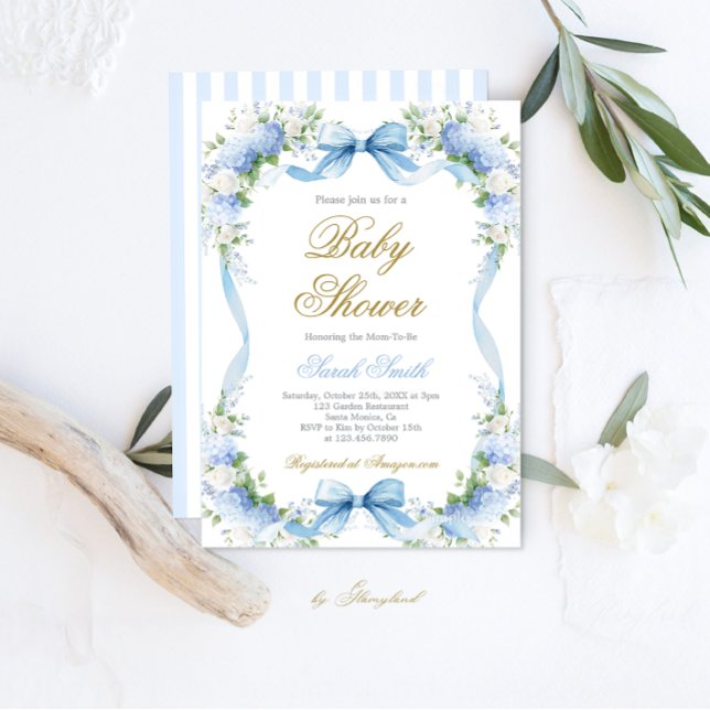 Blue Hydrangea Baby Shower Invitation (Creator Uploaded)