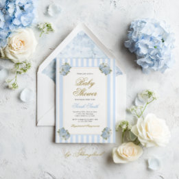 Blue Hydrangea Baby Shower Invitation