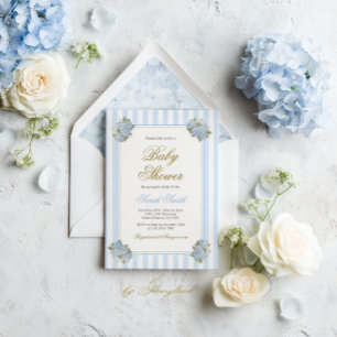 Blue Hydrangea Baby Shower Invitation