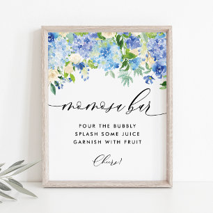 Blue Hydrangea Baby Shower Mimosa Mum-osa Bar Poster