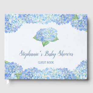 Blue Hydrangea Baby Shower Personalised Guest Book