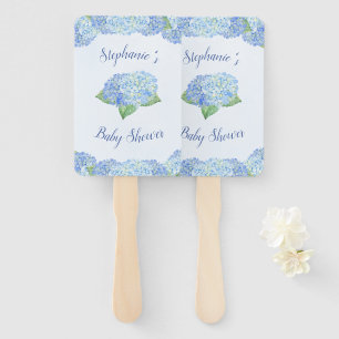 Blue Hydrangea Baby Shower Personalised Hand Fan