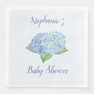 Blue Hydrangea Baby Shower Personalised Napkin