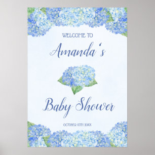 Blue Hydrangea Baby Shower Personalised Poster