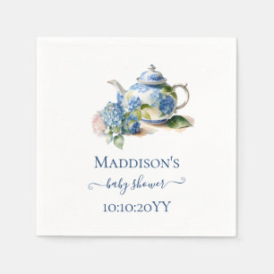 Blue Hydrangea Baby Shower Tea Party Napkin