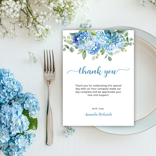 Blue Hydrangea Baby Shower Thank You Card (Creator Uploaded)