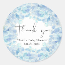 Blue Hydrangea Baby Shower Thank You Sticker