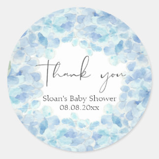 Blue Hydrangea Baby Shower Thank You Sticker
