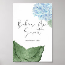 Blue Hydrangea Baby Shower Treat Sign