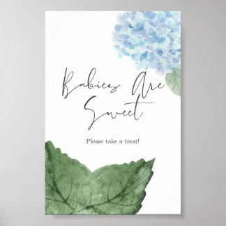 Blue Hydrangea Baby Shower Treat Sign
